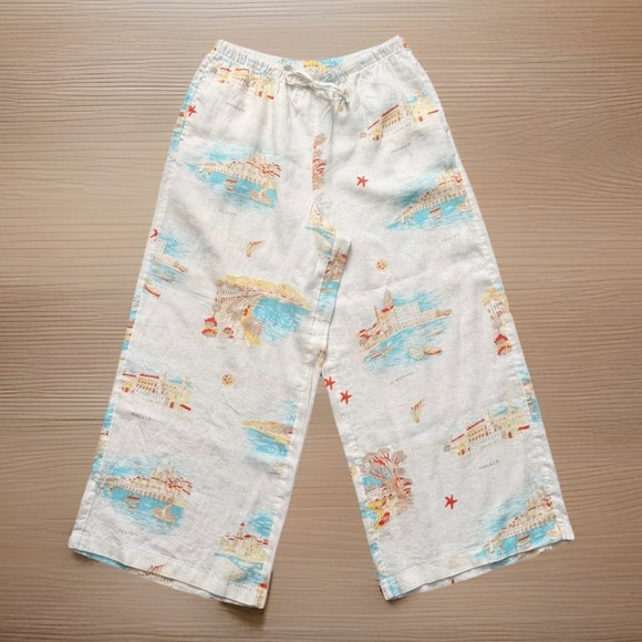 Calypso St. Barth Pants - Calypso St Barth White Linen Beach Pants Drawstring L Resort